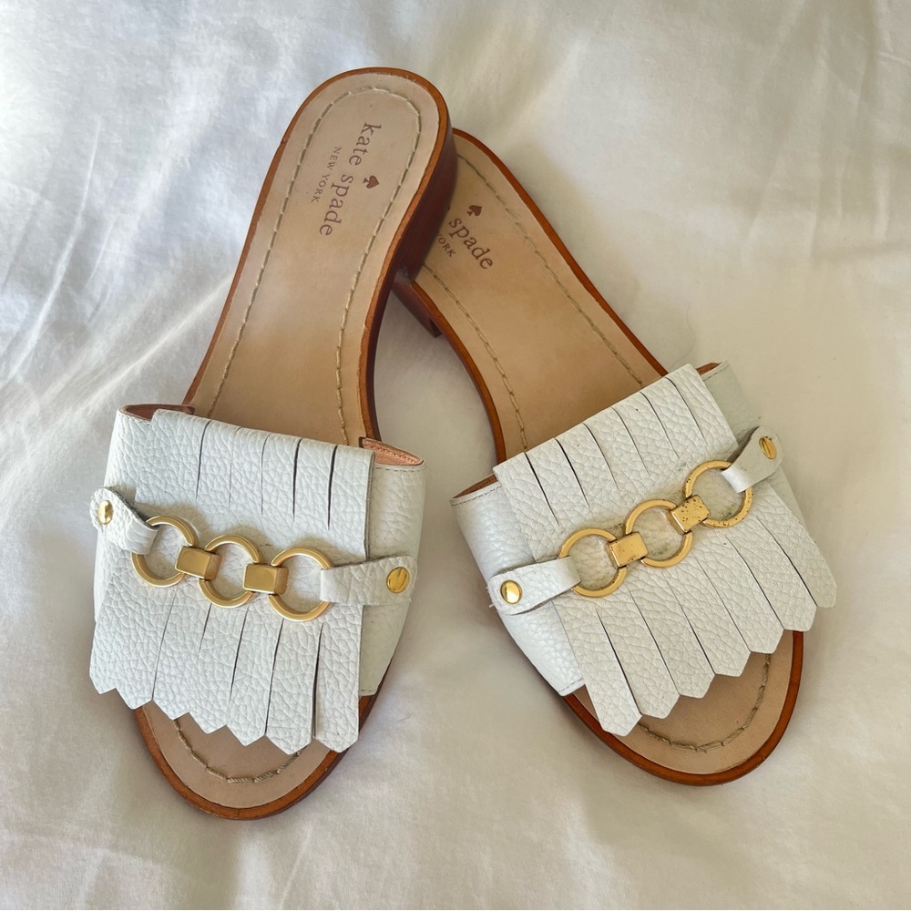 Kate Spade White Slides Sandals, Size 7.5
